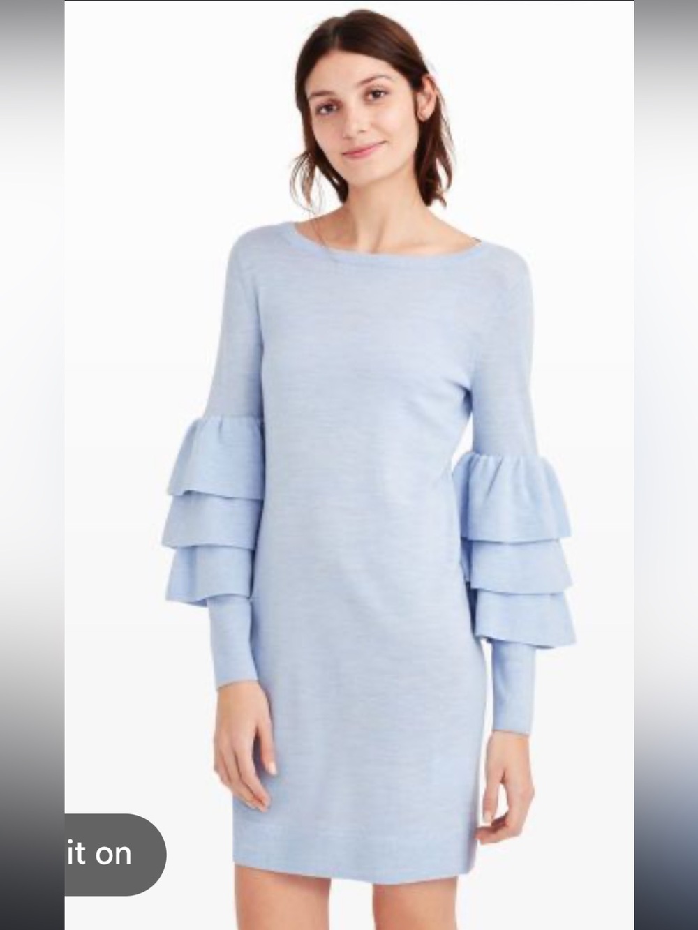 Club Monaco Light Blue Tiered Ruffle Sleeve Sweater Mini Dress
